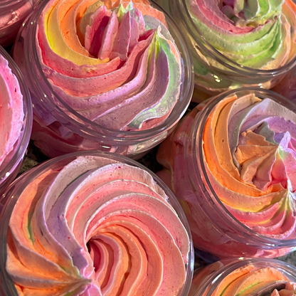 jellybean whipped soap close up view